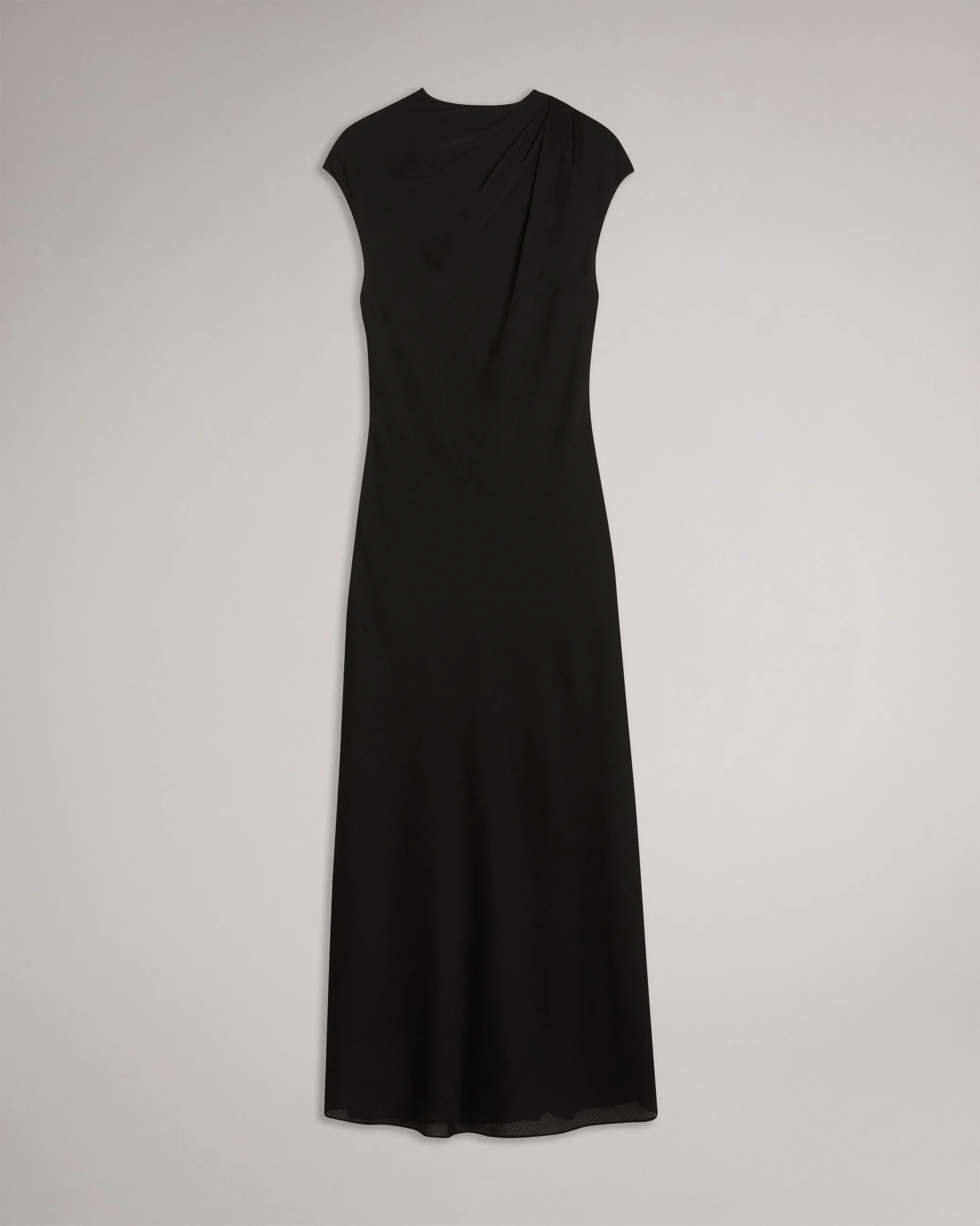 Akane Draped Satin Midaxi Dress Black