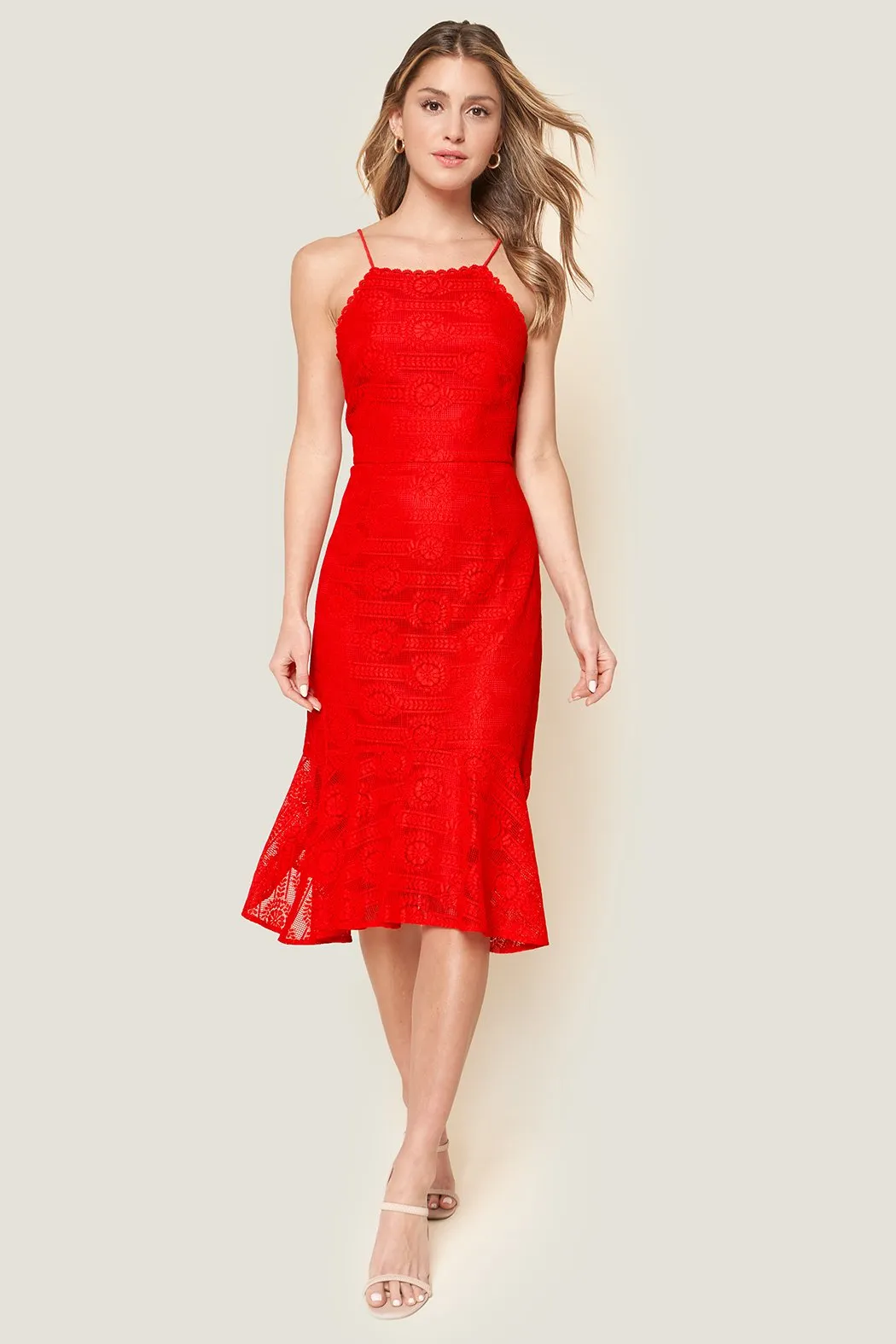 Alluring Love High Low Lace Midi Dress