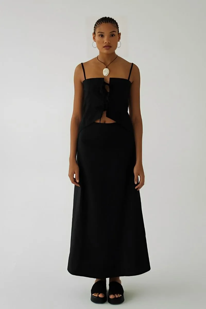 BLACK ARIA CORSET AND MAXI SKIRT SET