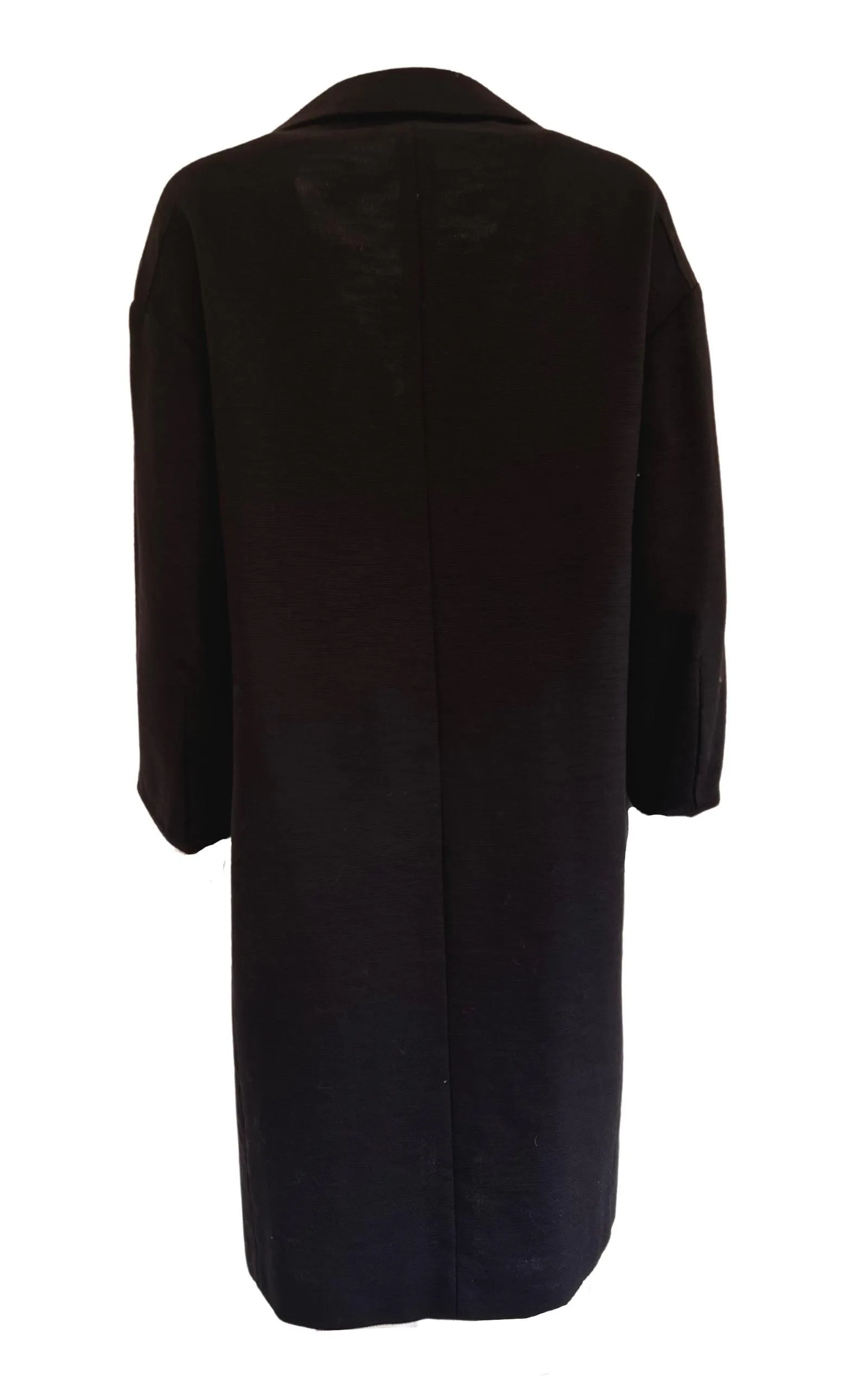 Black Cotton Three-Quarter Coat