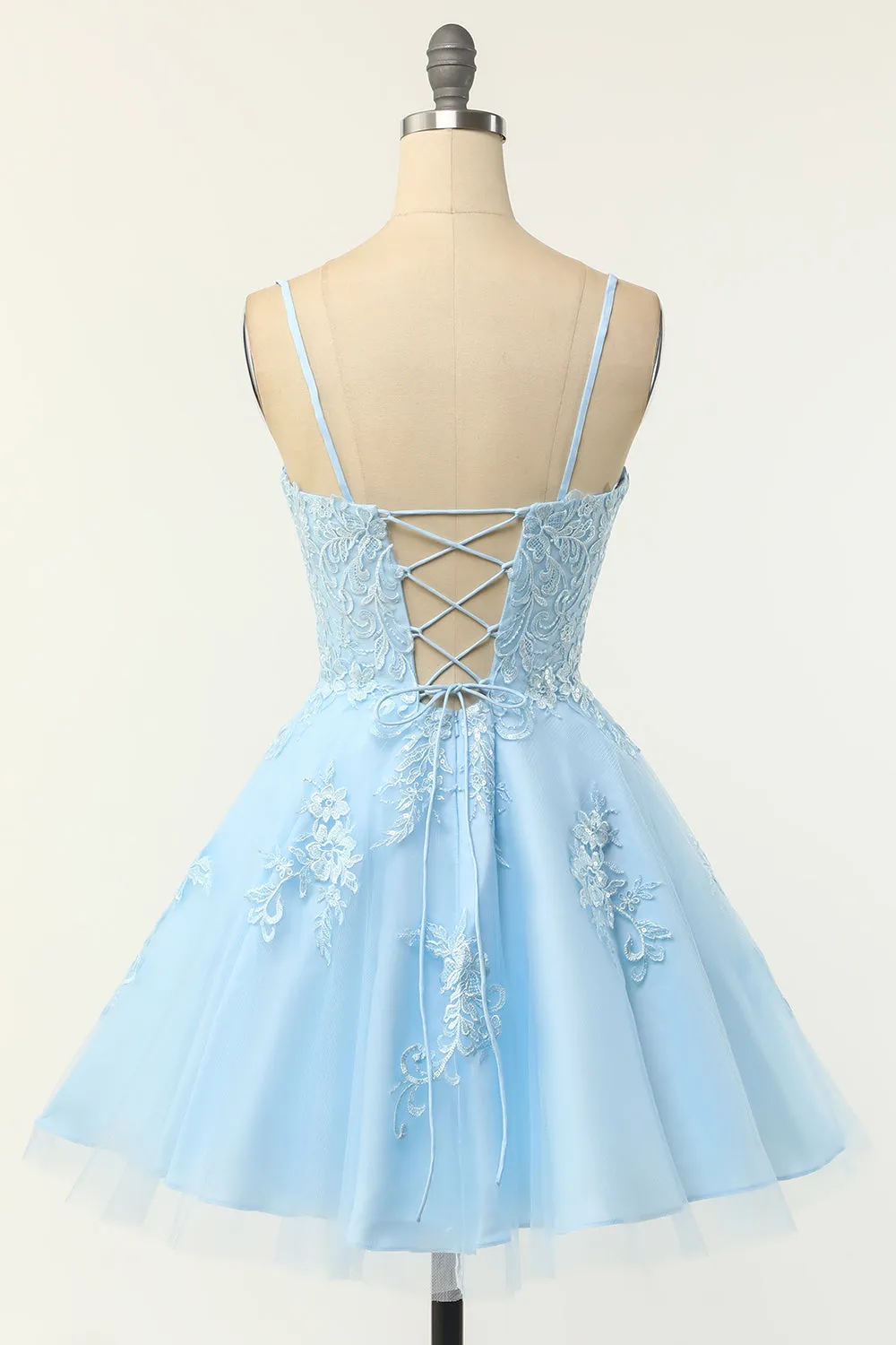 Cute Glitter Blue Homecoming Dresses A Line Sequins Short Prom Dresses with Appliques