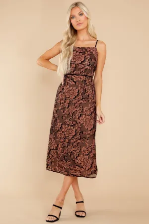 Dignified Grace Black Floral Print Midi Dress