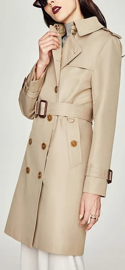 Double-Breasted Trench Coat, Khaki