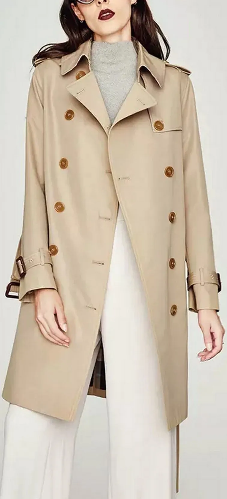 Double-Breasted Trench Coat, Khaki