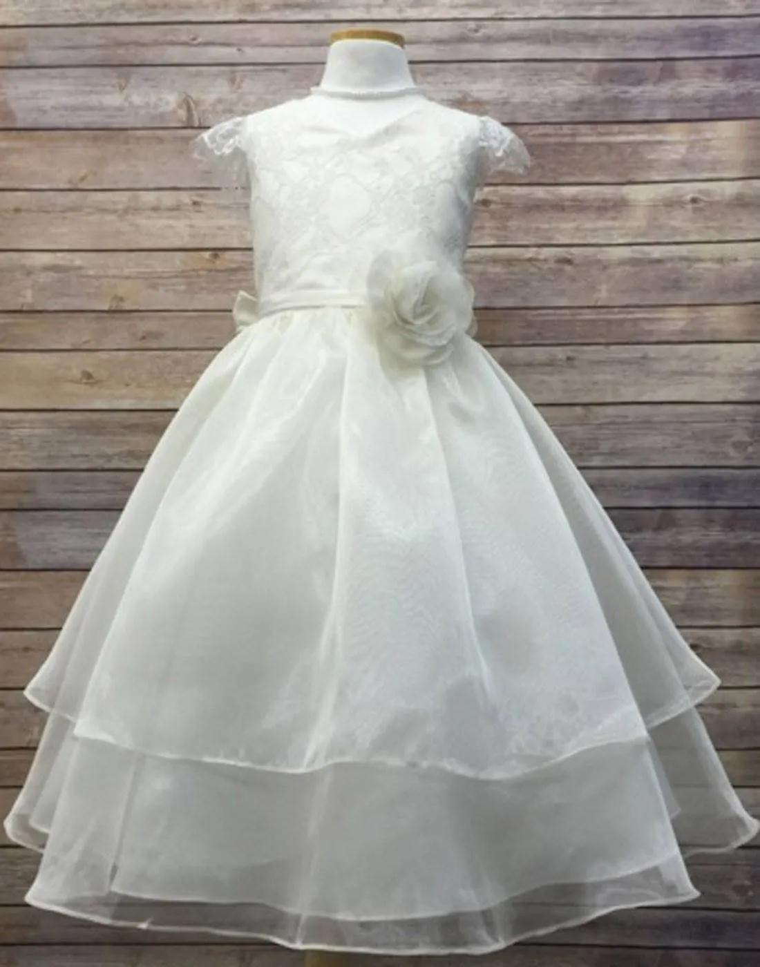 Double Layered Lace and Organza dress - White