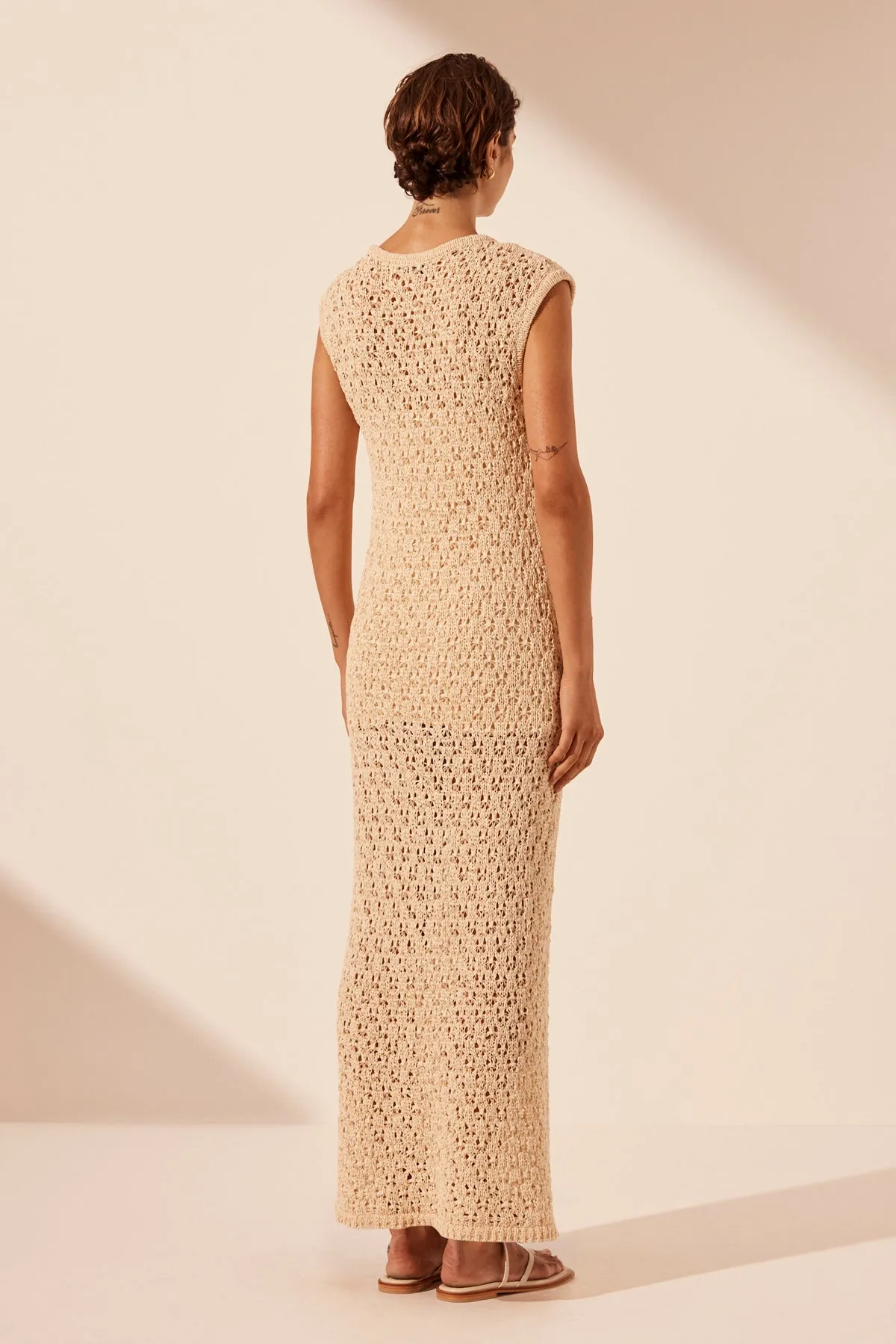 EMILIO ROUND NECK MAXI DRESS - OAT