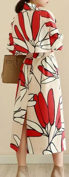 Floral Abstract Print Trench Coat