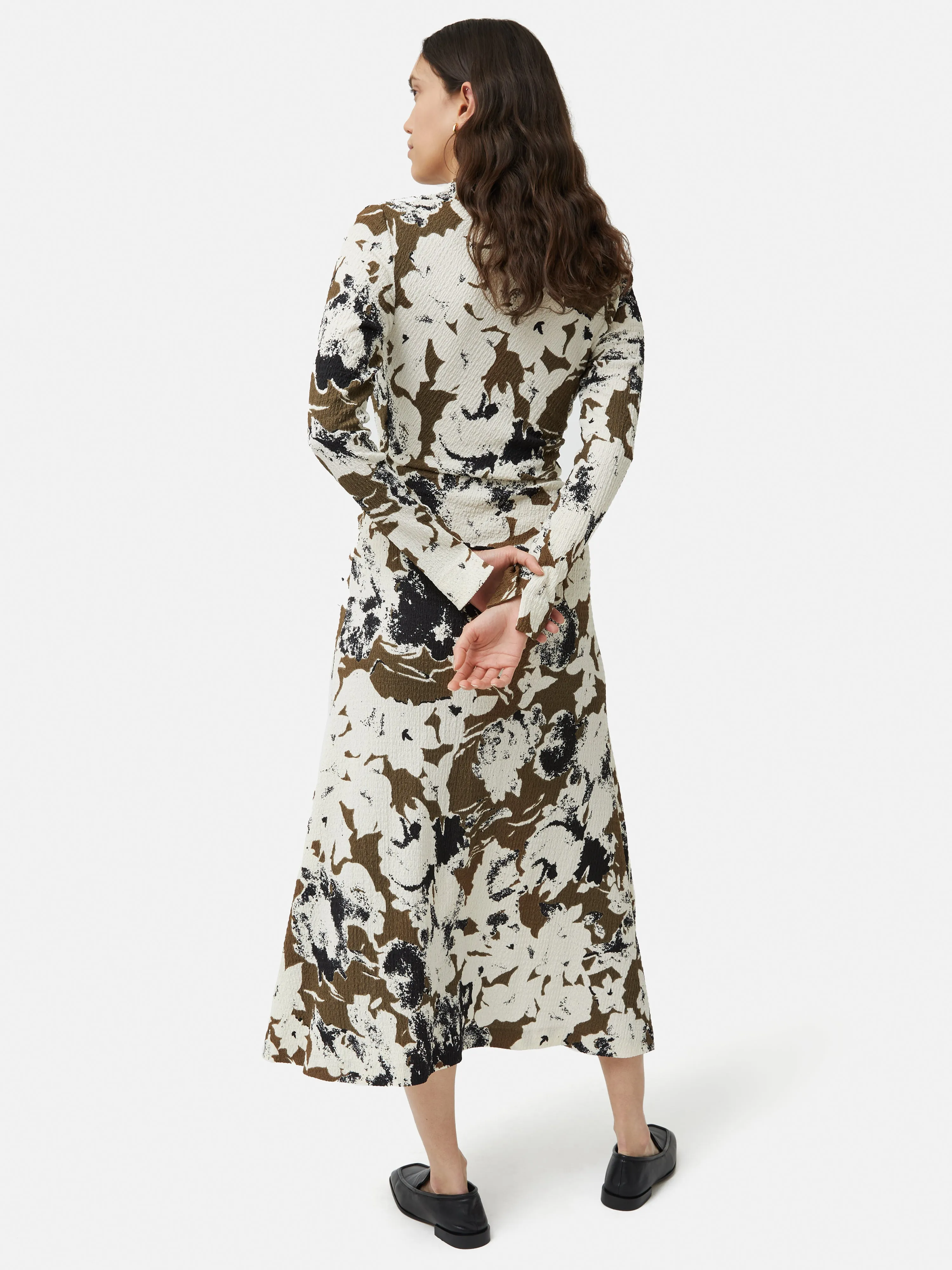 Floral Echo Ruched Dress | Khaki