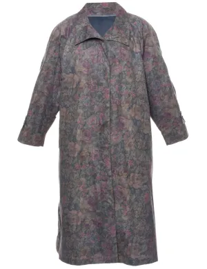 Floral Pattern Trench Coat - L