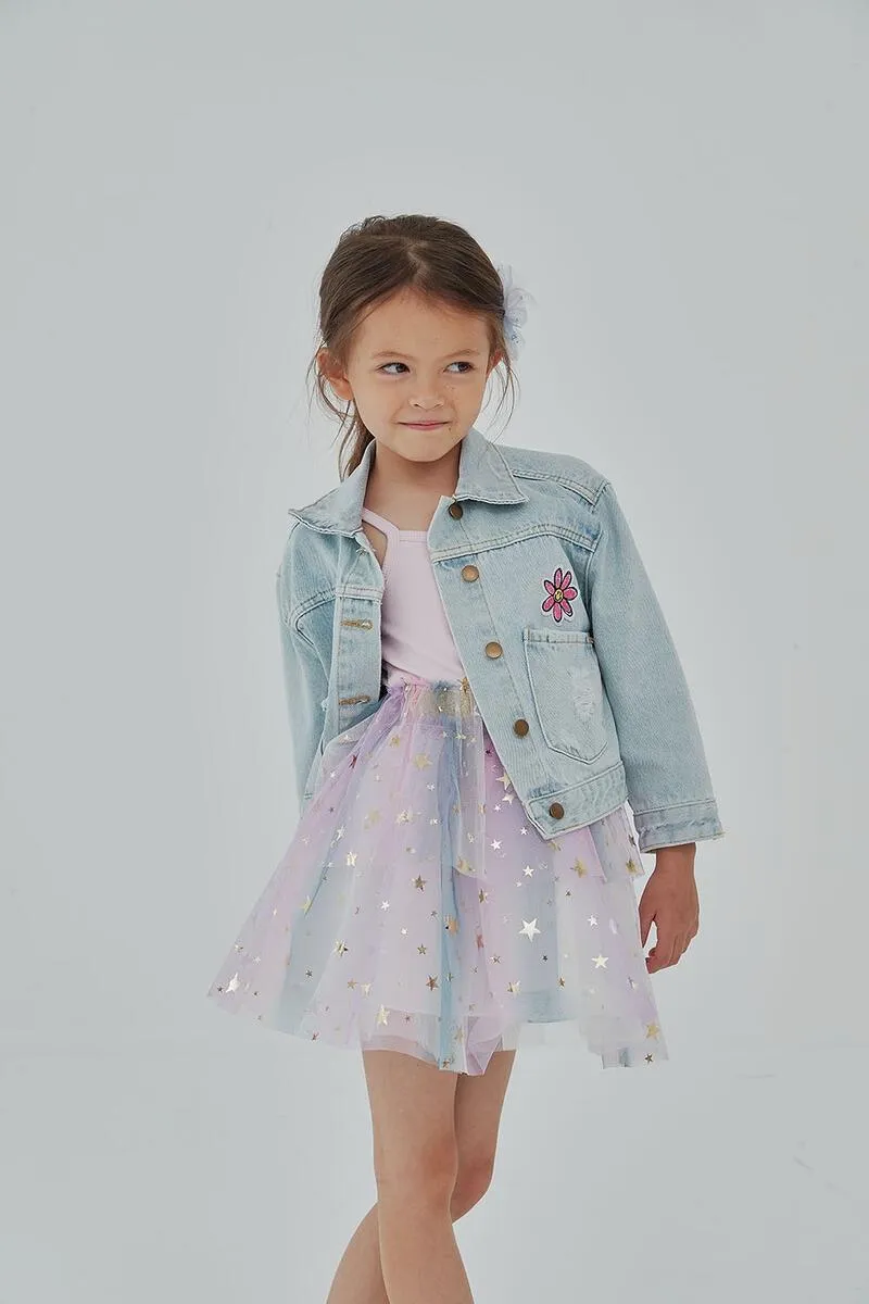 Girls Jacket | Patched Denim - Mermaid | Petite Hailey