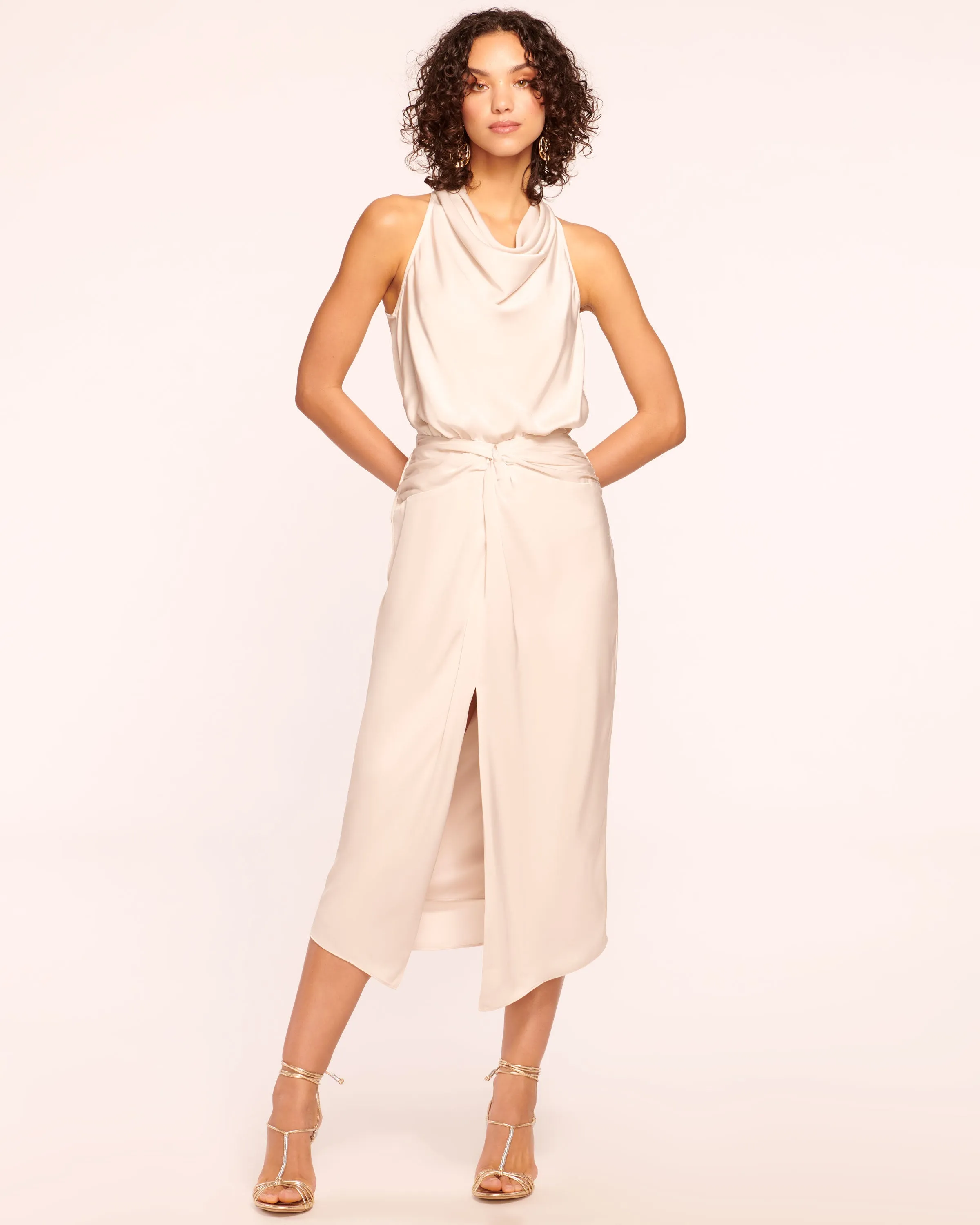 Indie Cowl Neck Midi Dress