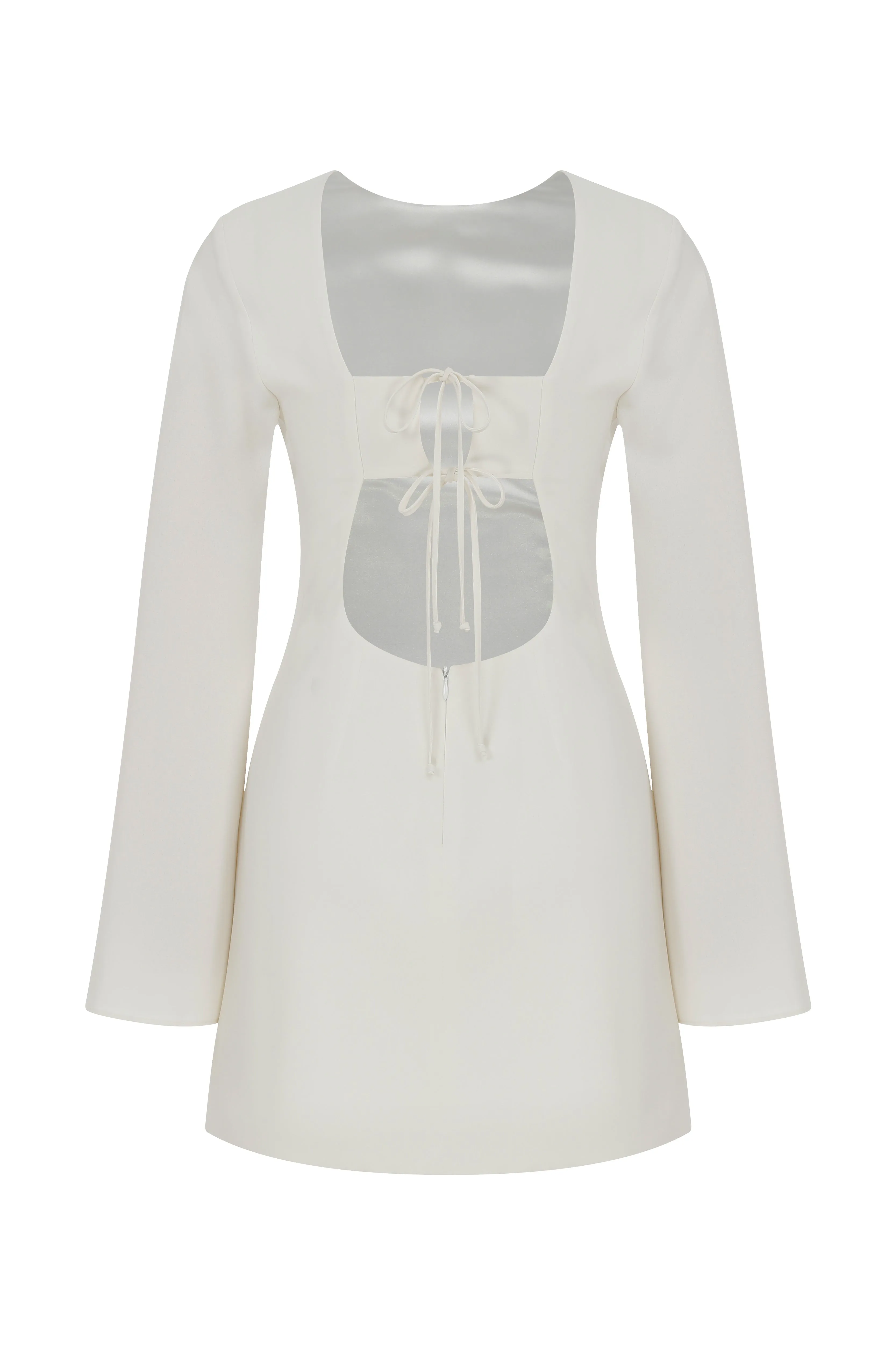 Ira Tie-Back Crepe Mini Dress in Blanche