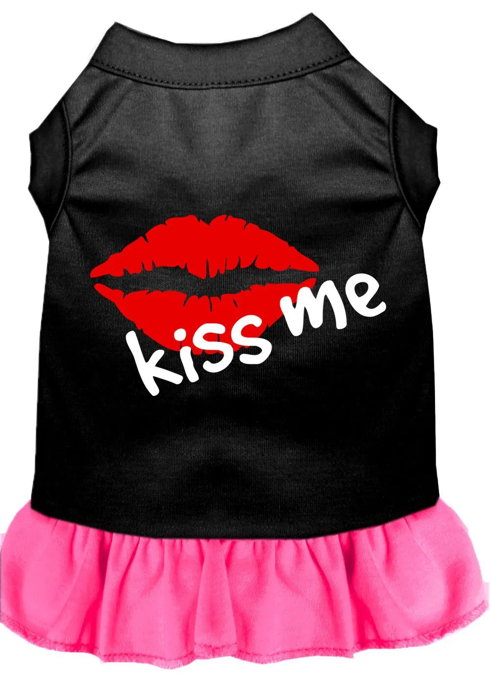 Kiss Me Screen Print Dress Black With Bright Pink Sm (10)