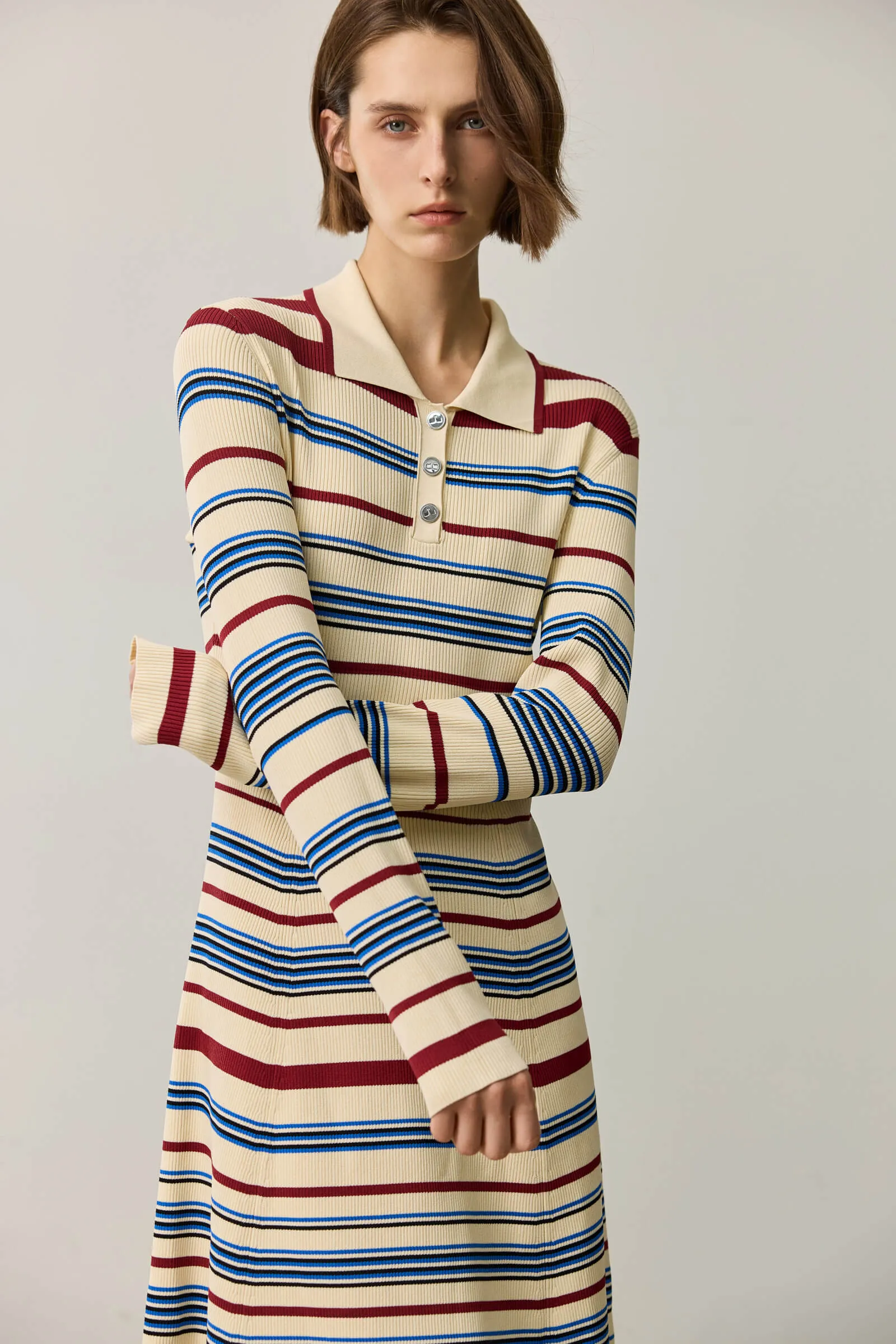 LILY Colorblock Striped Knit Dress