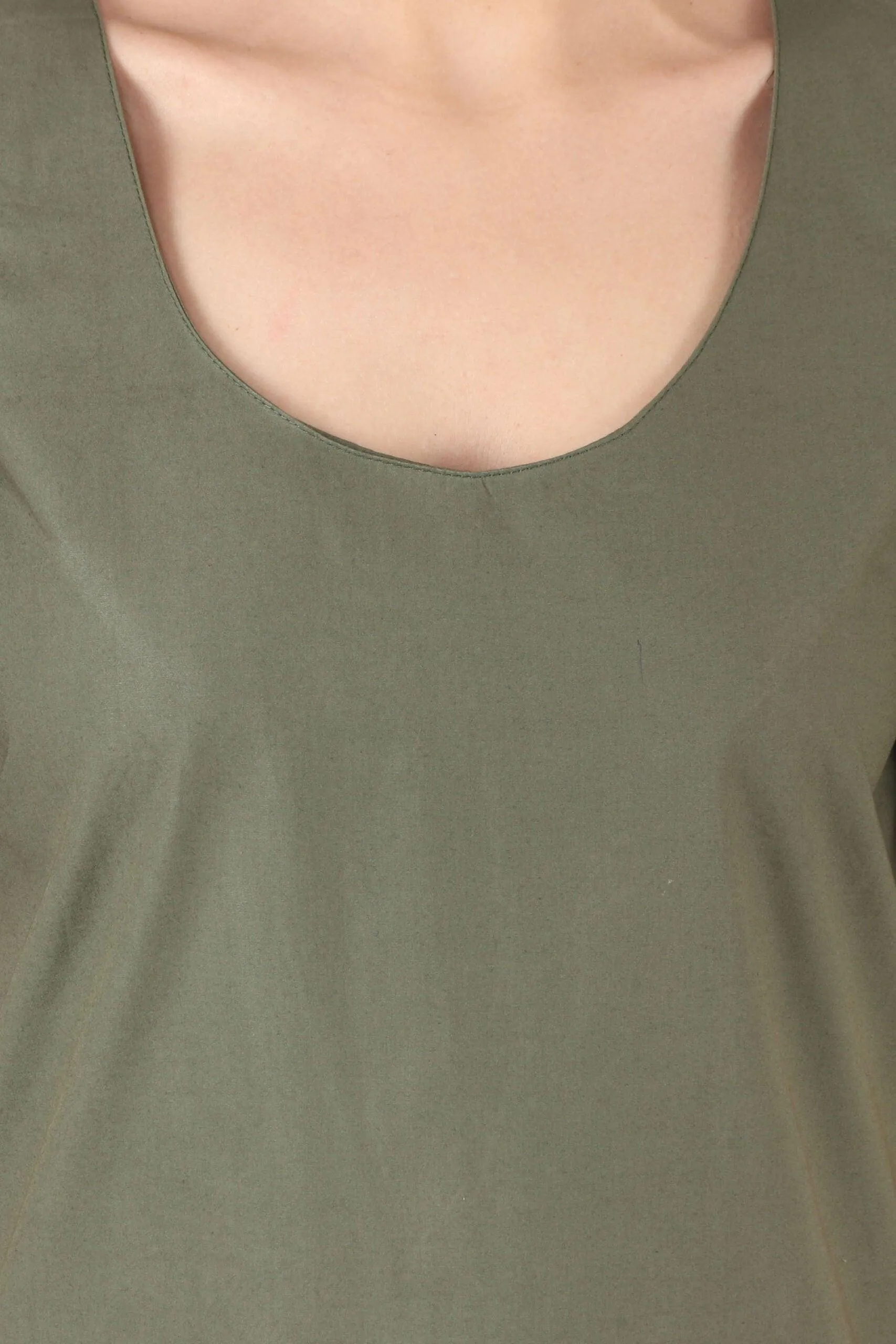 Olive Green Solid Cold Shoulder Dress