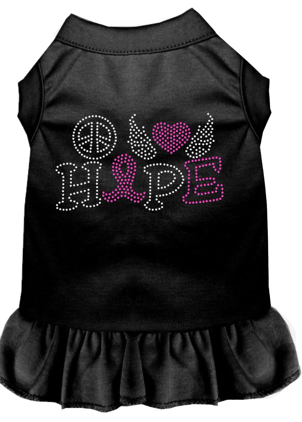 Peace Love Hope Breast Cancer Rhinestone Pet Dress Black Sm (10)