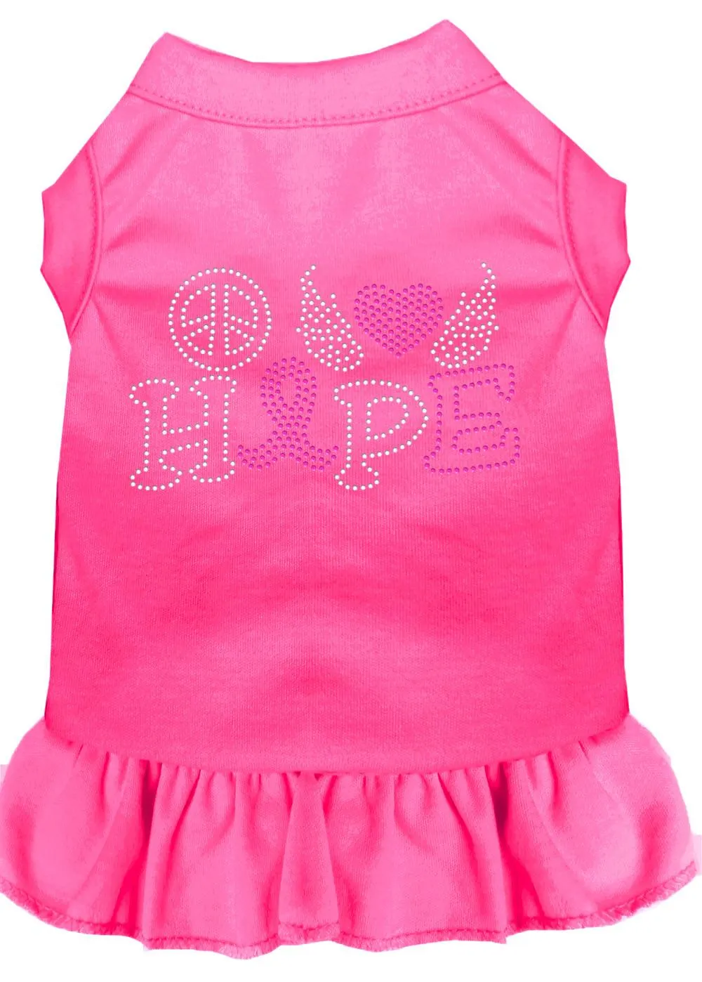 Peace Love Hope Breast Cancer Rhinestone Pet Dress Bright Pink Xs (8)