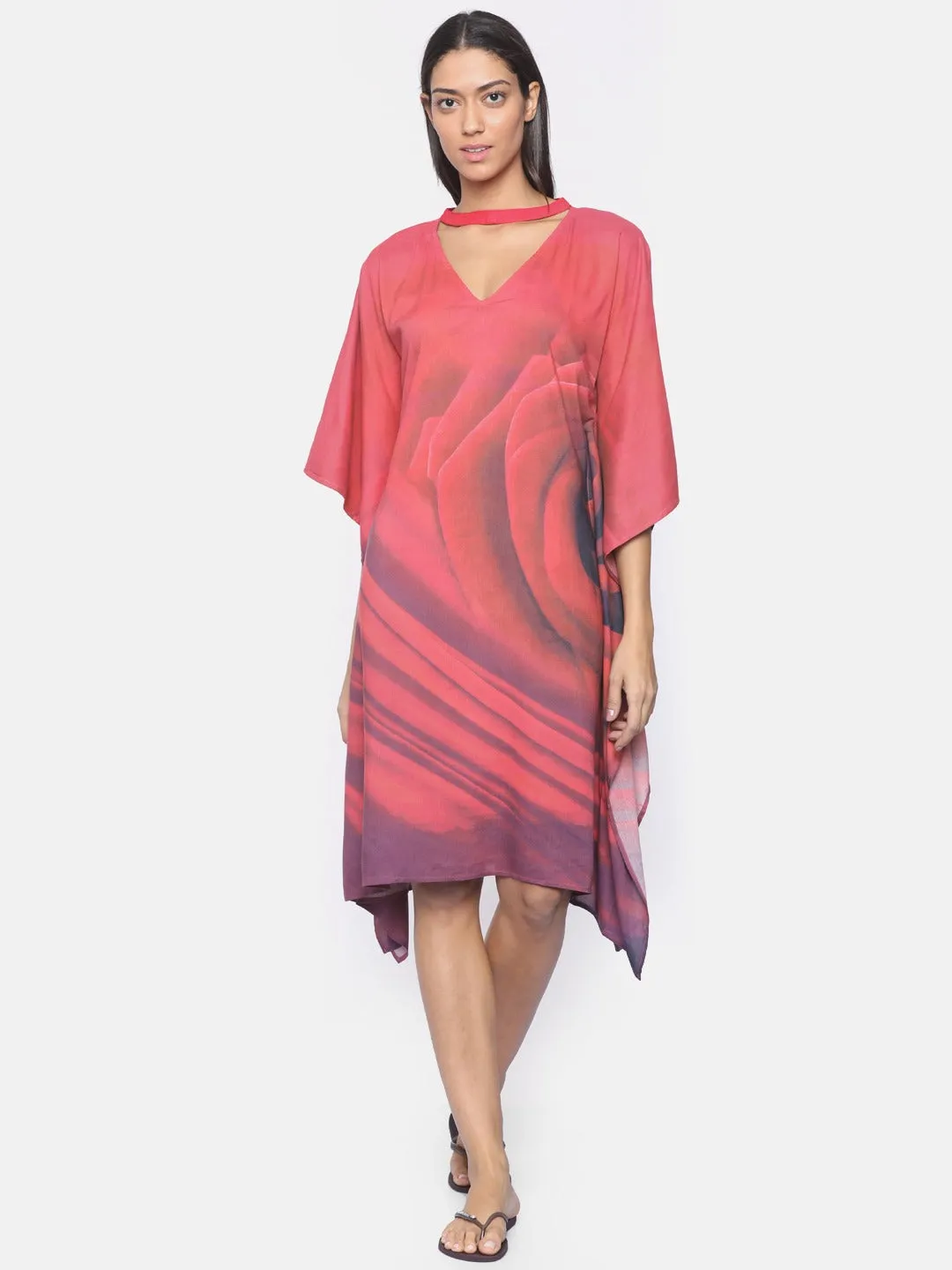 Pink Rose Ombre Casual Kaftan Dress - (Clearance - Final Sale)