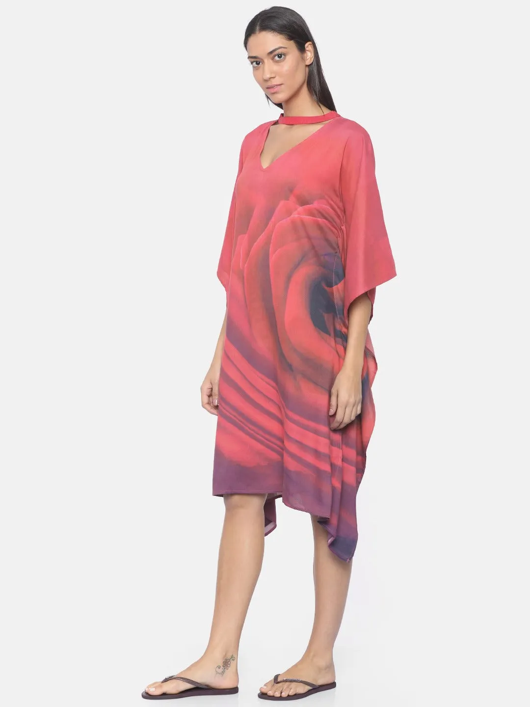 Pink Rose Ombre Casual Kaftan Dress - (Clearance - Final Sale)