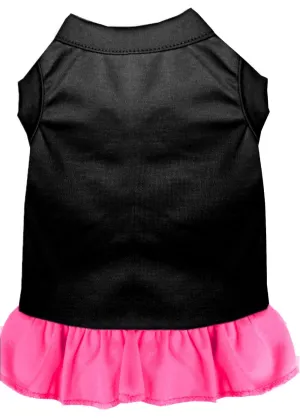 Plain Dress Black With Bright Pink Sm (10)