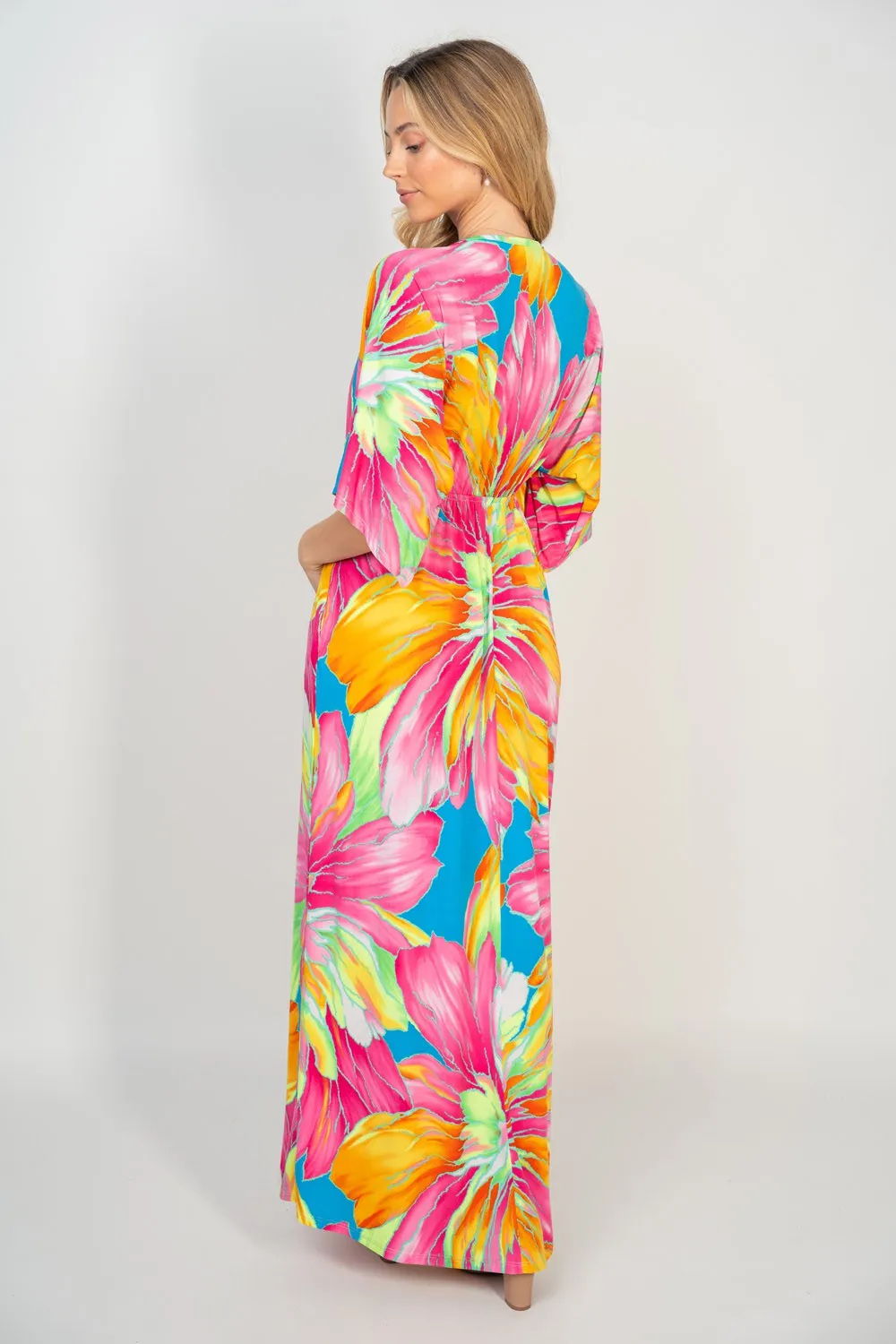 Printed V-Neck Maxi Dress with Pockets