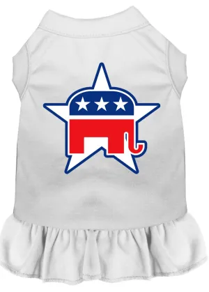 Republican Screen Print Dress White Sm (10)