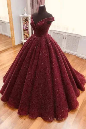 Shiny Off the Shoulder Burgundy Prom Dresses Dark Wine Red Off Shoulder Long Formal Evening Dresses