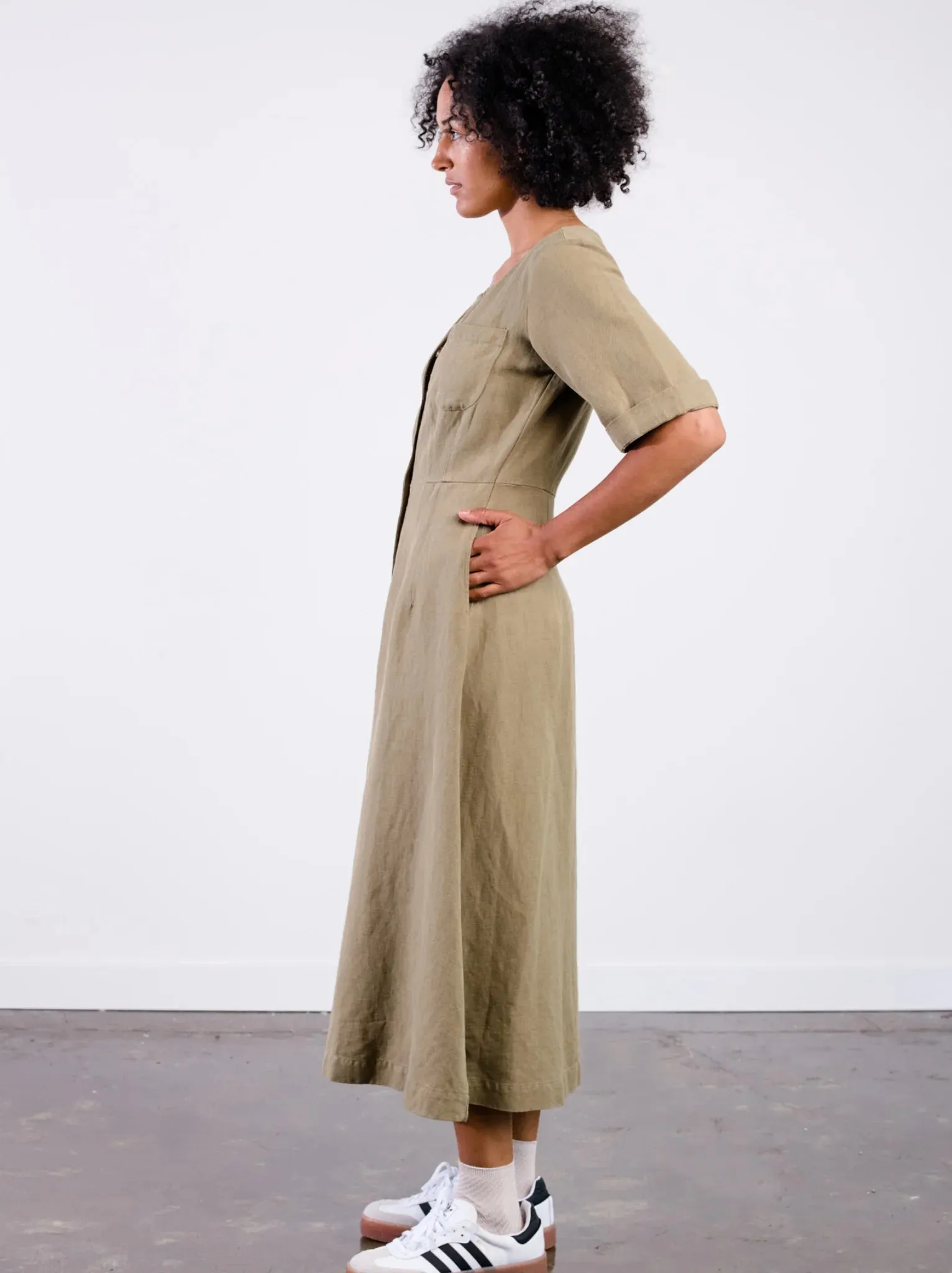 Sierra Utility Midi Dress - Dusky Green