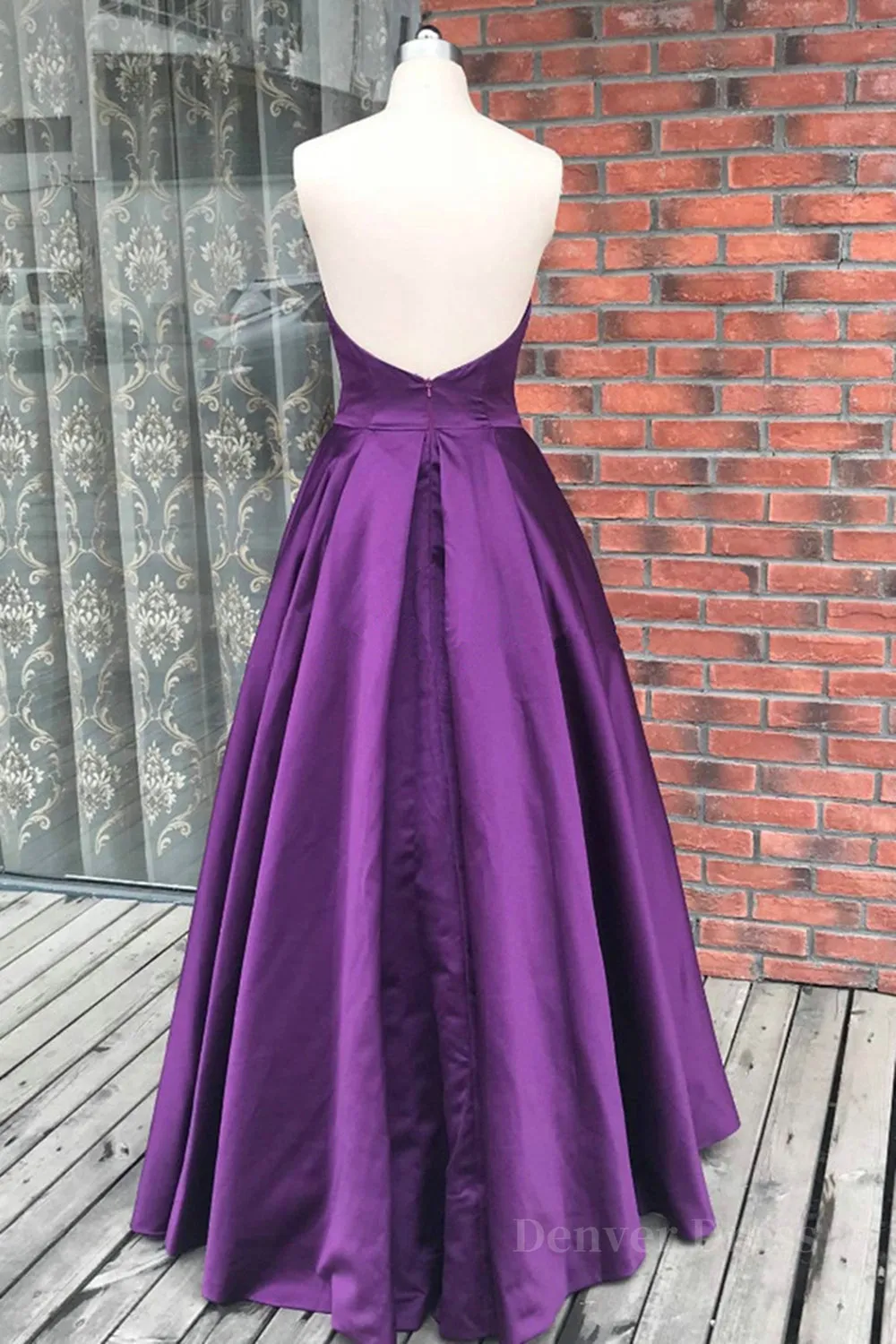 Simple Backless Purple Satin Long Prom Dresses Backless Purple Formal Dresses Purple Evening Dresses