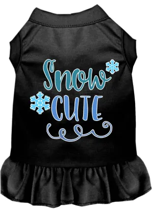 Snow Cute Screen Print Dog Dress Black Sm