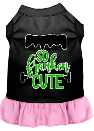 So Franken Cute Screen Print Dog Dress Black With Light Pink Xl