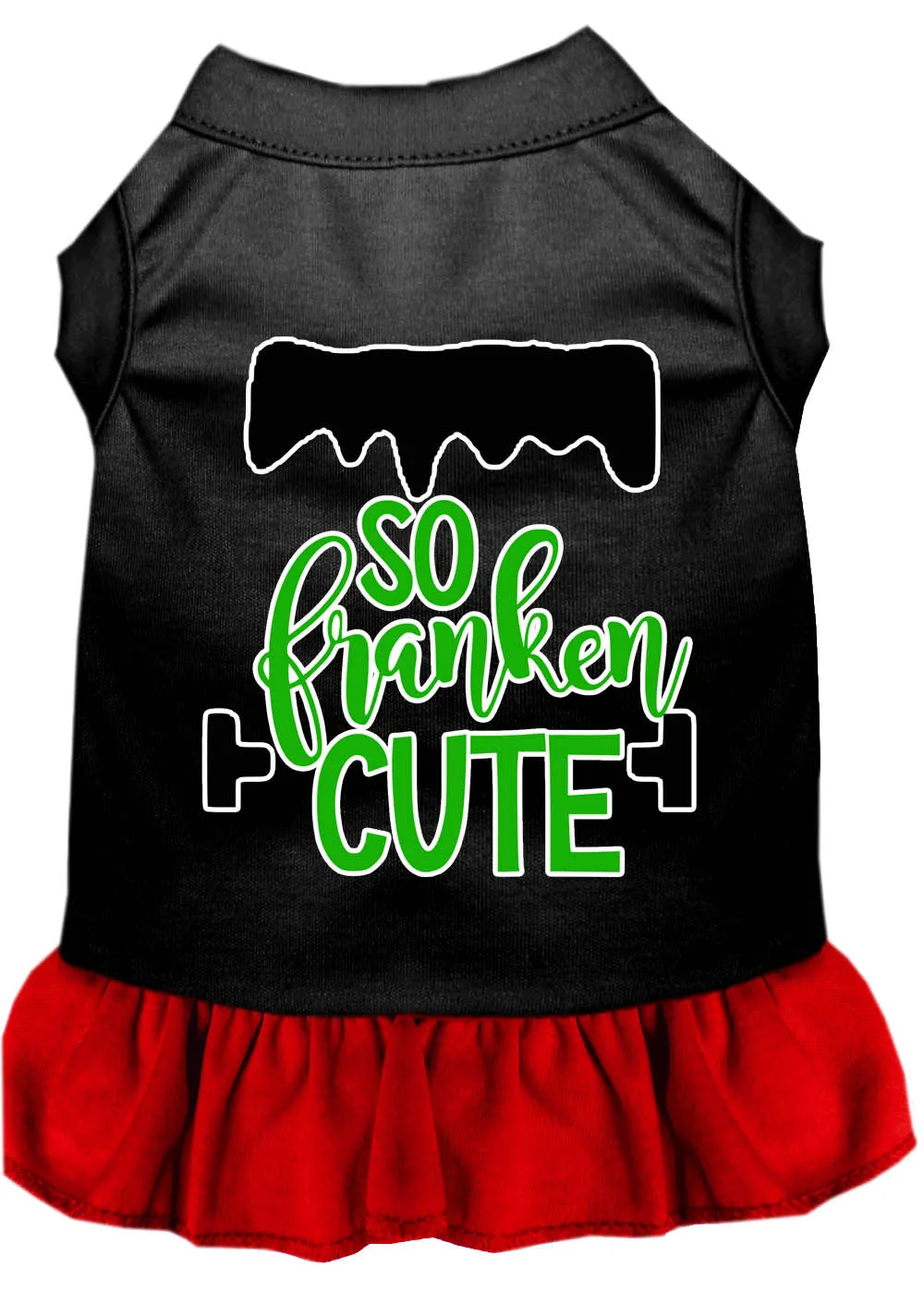 So Franken Cute Screen Print Dog Dress Black With Red Sm