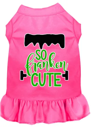 So Franken Cute Screen Print Dog Dress Bright Pink Lg