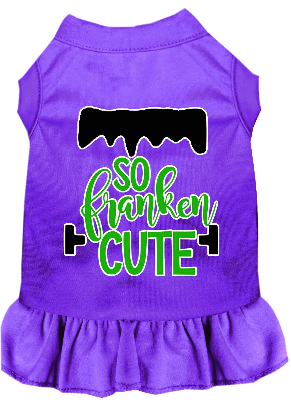 So Franken Cute Screen Print Dog Dress Purple Xxl