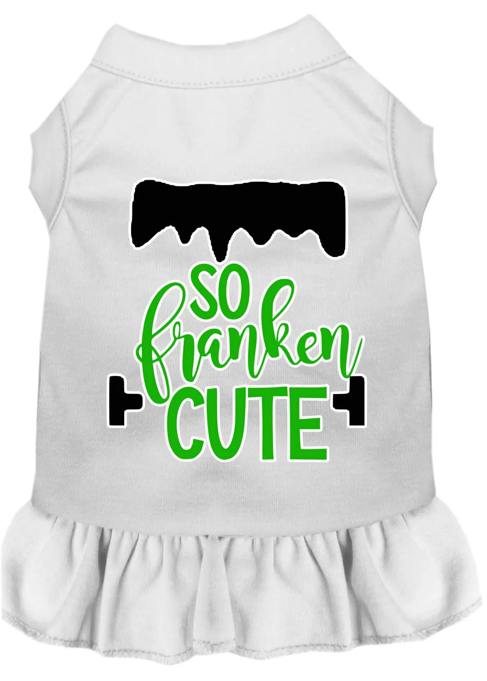 So Franken Cute Screen Print Dog Dress White Med