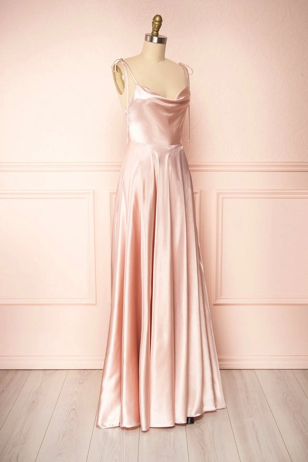 solvbao Simple Satin Long Prom Dresses, A-Line Formal Evening Dresses