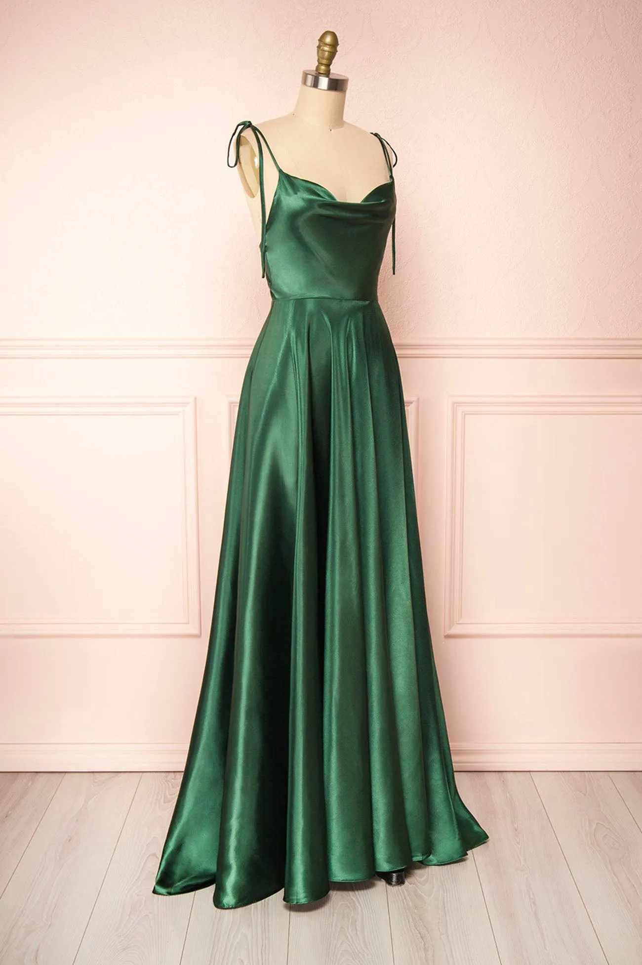 solvbao Simple Satin Long Prom Dresses, A-Line Formal Evening Dresses