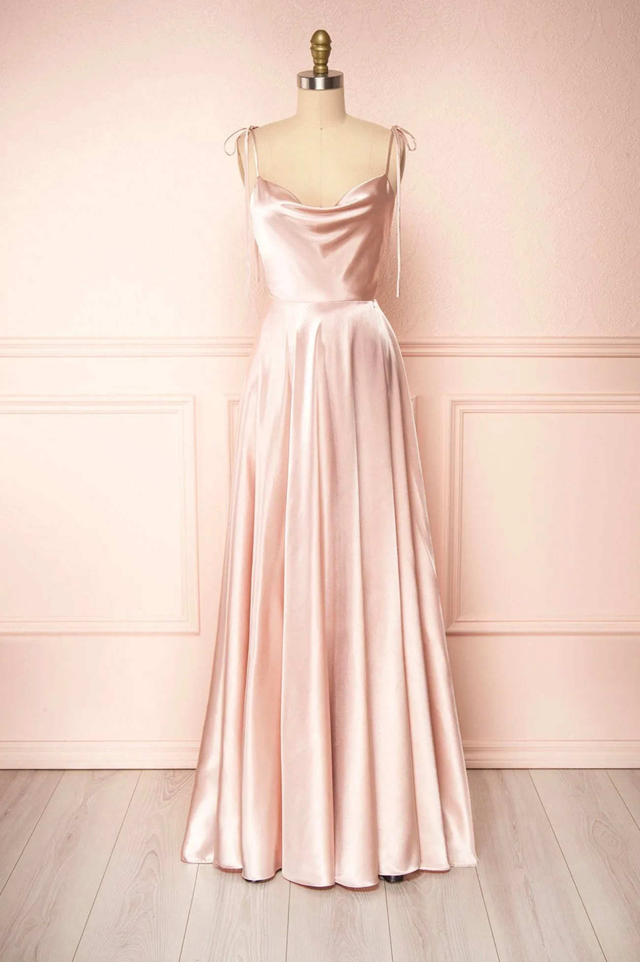 solvbao Simple Satin Long Prom Dresses, A-Line Formal Evening Dresses