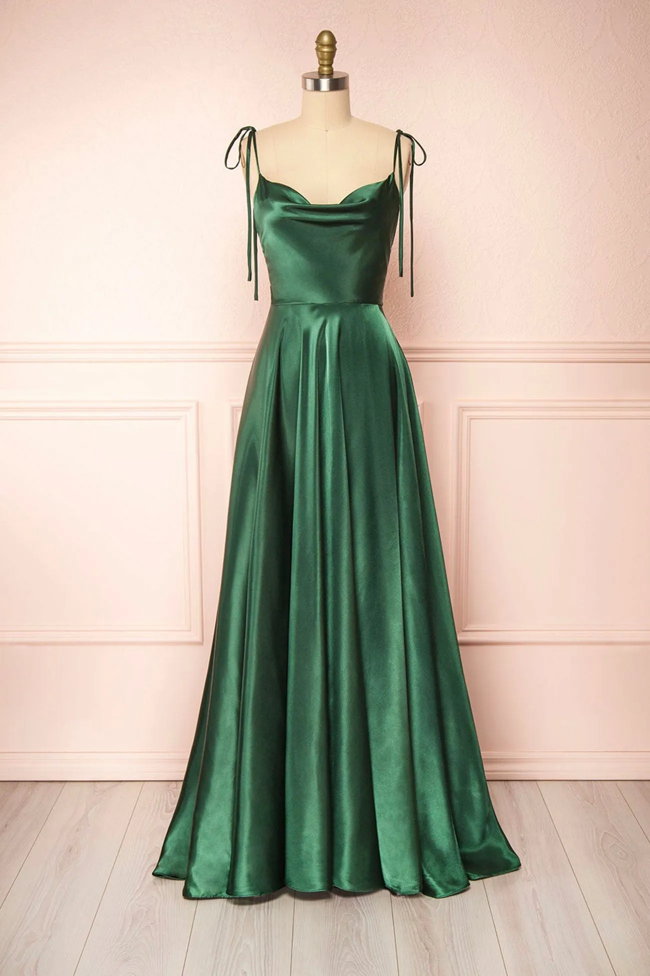 solvbao Simple Satin Long Prom Dresses, A-Line Formal Evening Dresses