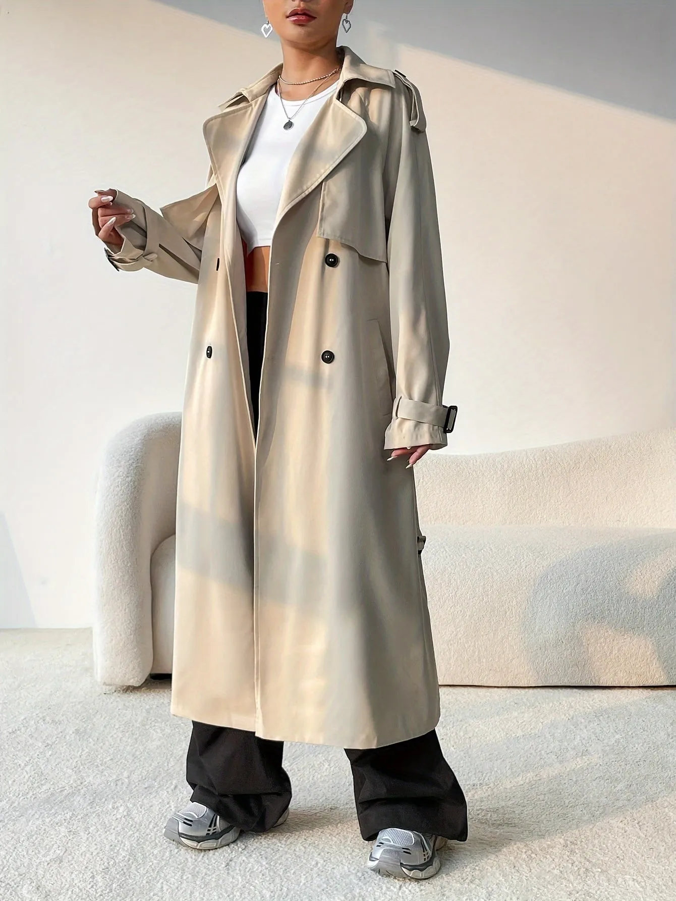 Stylish Belted Trench Coat with Mid-Length Design for Women | Perfect for Everyday Wear