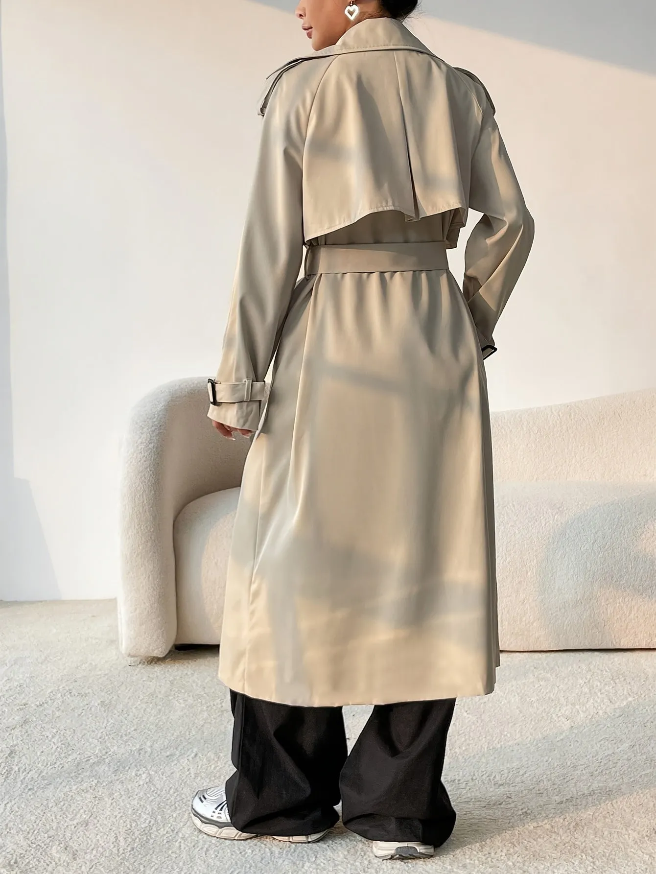 Stylish Belted Trench Coat with Mid-Length Design for Women | Perfect for Everyday Wear