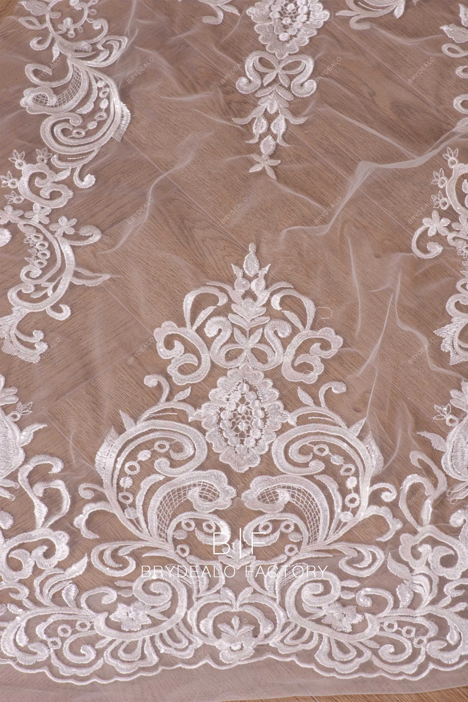 Symmetric Abstract Pattern Lace Fabric For Sale