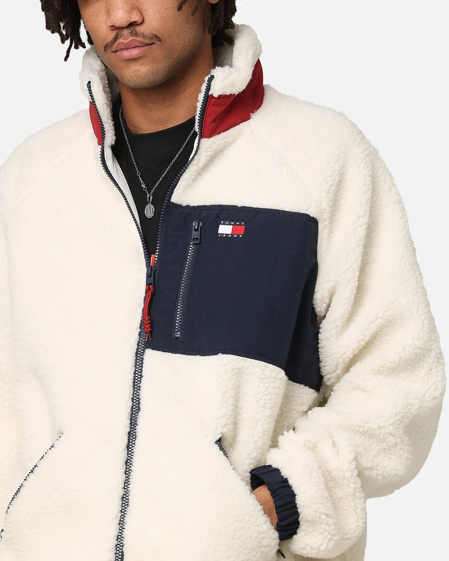 Tommy Jeans TJM Outdoor Teddy Jacket Ancient White/Multi